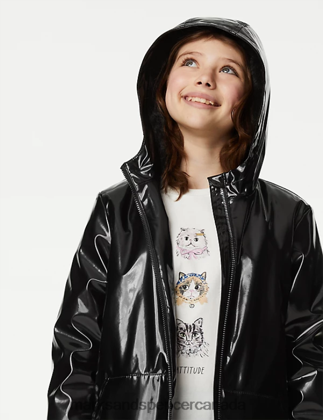 Marks and Spencer Canada - Clothing 20VTD9171 Black Kids Marks & Spencer Stormwear Hooded Fisherman Coat