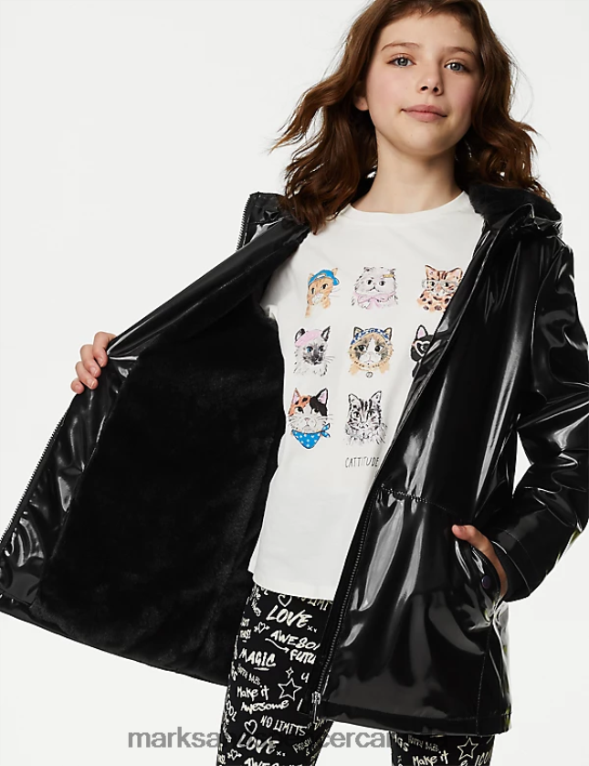 Marks and Spencer Canada - Clothing 20VTD9171 Black Kids Marks & Spencer Stormwear Hooded Fisherman Coat