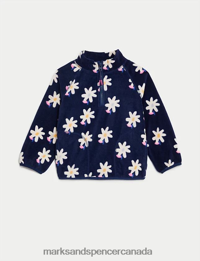 Marks and Spencer near me - Clothing 20VTD9213 Indigo Mix Kids Marks & Spencer Floral Zip Fleece Top