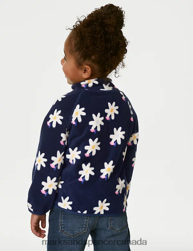 Marks and Spencer near me - Clothing 20VTD9213 Indigo Mix Kids Marks & Spencer Floral Zip Fleece Top