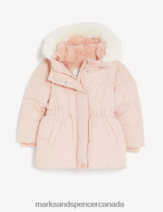 Clothing 20VTD9280 Pink Kids Marks & Spencer Stormwear Hooded Parka Coat - Marks and Spencer outlet