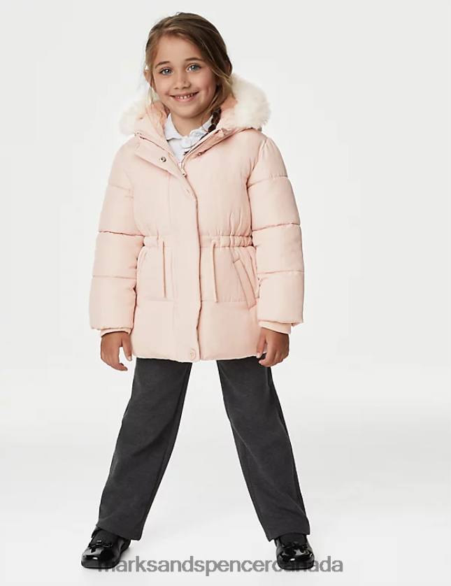 Clothing 20VTD9280 Pink Kids Marks & Spencer Stormwear Hooded Parka Coat - Marks and Spencer outlet