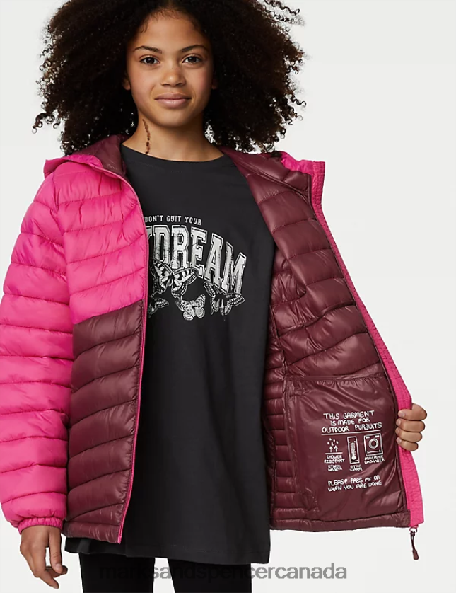 Marks and Spencer Canada - Clothing 20VTD9450 Pink Mix Kids Marks & Spencer Stormwear Lightweight Padded Coat
