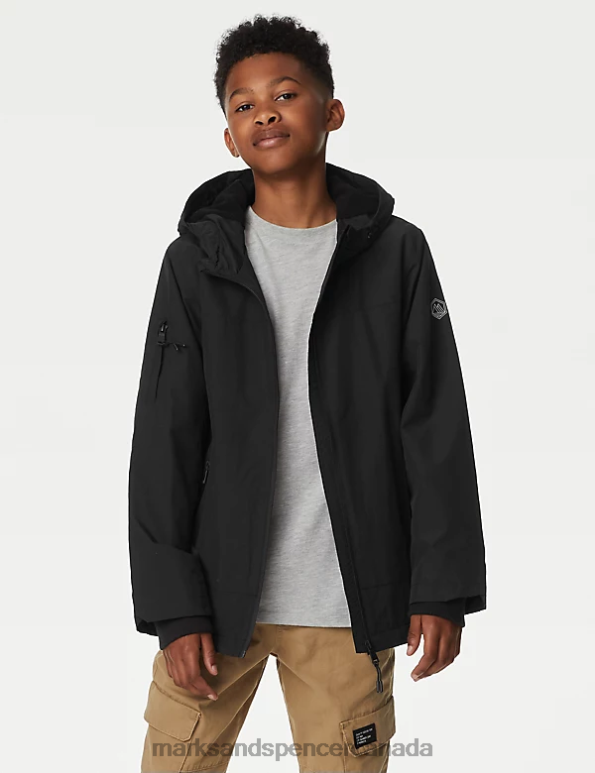 Kids Black Clothing Marks & Spencer Stormwear Hooded Anorak 20VTD8116 - Marks and Spencer outlet