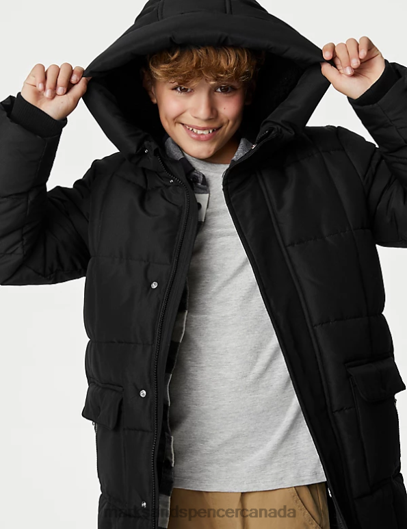 Kids Black Clothing Marks & Spencer Stormwear Longline Padded Raincoat 20VTD7875 - Marks and Spencer online