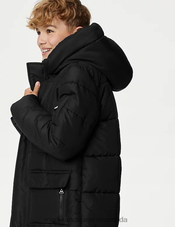 Kids Black Clothing Marks & Spencer Stormwear Longline Padded Raincoat 20VTD7875 - Marks and Spencer online