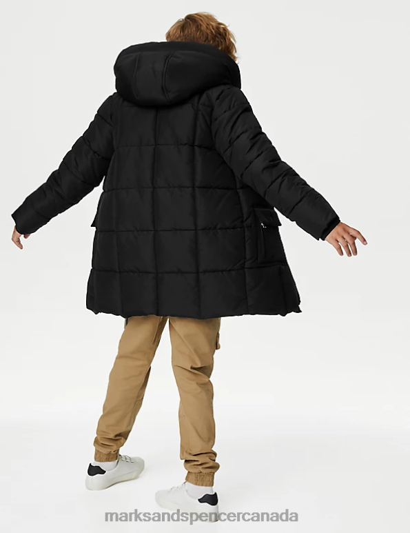 Kids Black Clothing Marks & Spencer Stormwear Longline Padded Raincoat 20VTD7875 - Marks and Spencer online