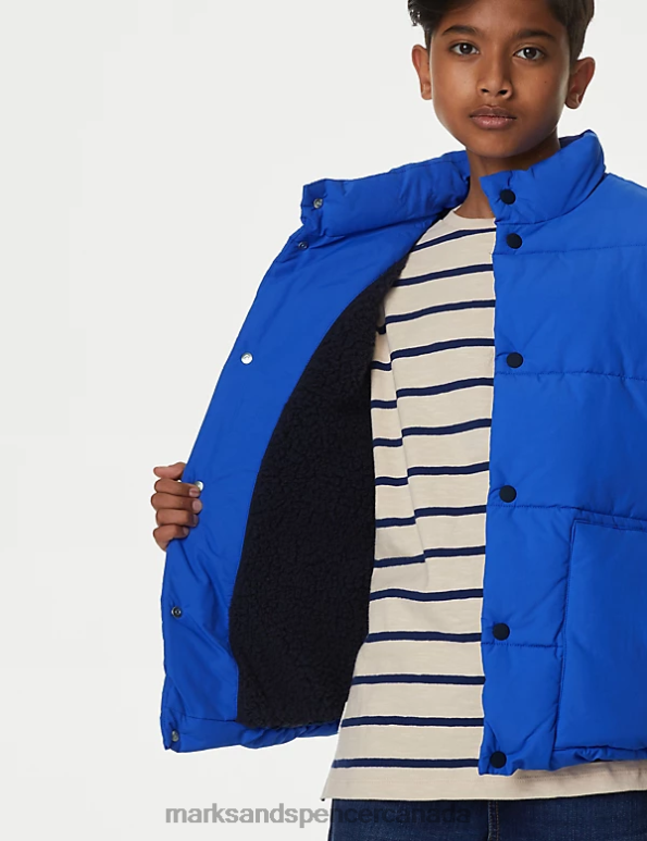 Kids Blue Clothing Marks & Spencer Stormwear Borg Lined Padded Gilet 20VTD8191 - Marks and Spencer outlet
