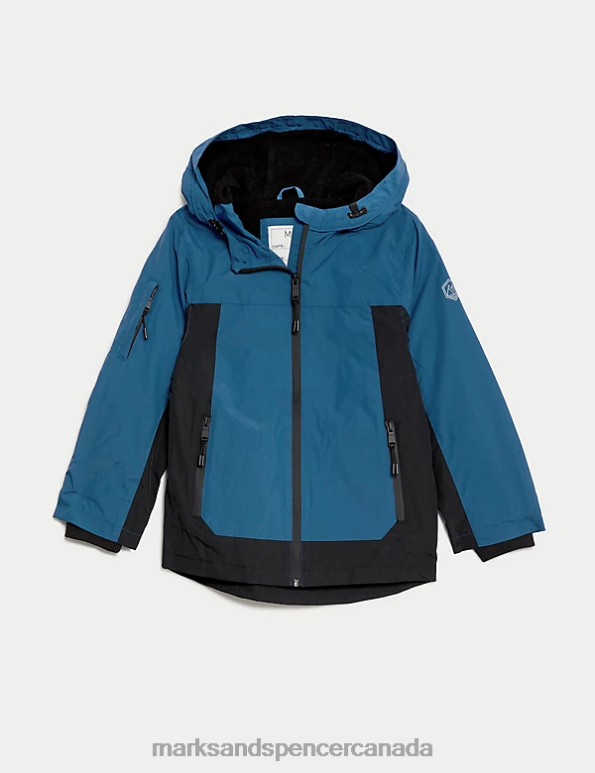 Marks and Spencer Canada - Kids Blue Mix Clothing Marks & Spencer Stormwear Hooded Anorak 20VTD8117