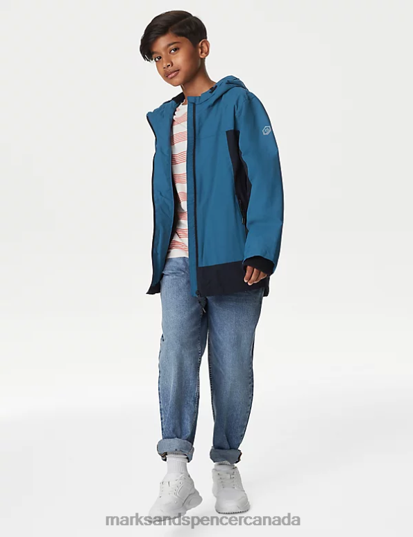 Marks and Spencer Canada - Kids Blue Mix Clothing Marks & Spencer Stormwear Hooded Anorak 20VTD8117