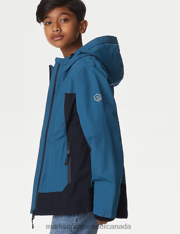 Marks and Spencer Canada - Kids Blue Mix Clothing Marks & Spencer Stormwear Hooded Anorak 20VTD8117