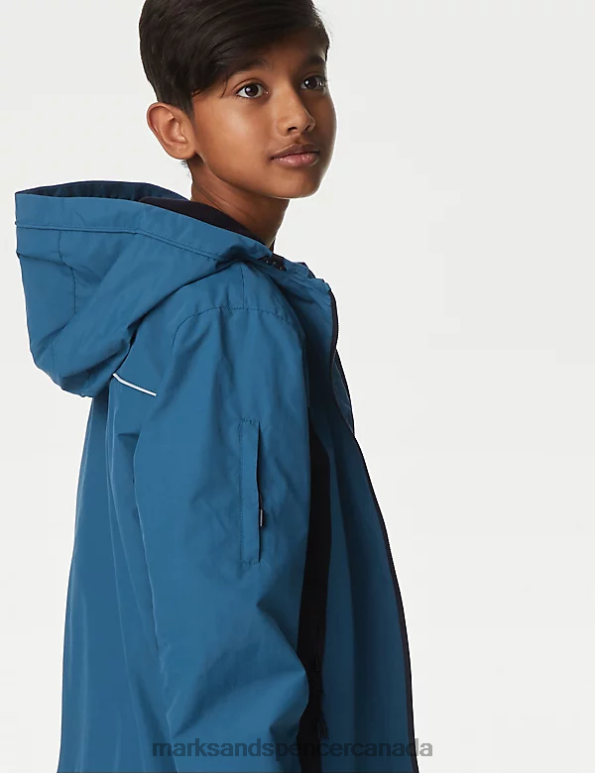 Marks and Spencer Canada - Kids Blue Mix Clothing Marks & Spencer Stormwear Hooded Anorak 20VTD8117