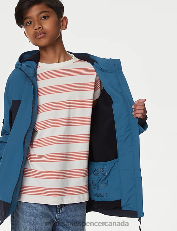 Marks and Spencer Canada - Kids Blue Mix Clothing Marks & Spencer Stormwear Hooded Anorak 20VTD8117