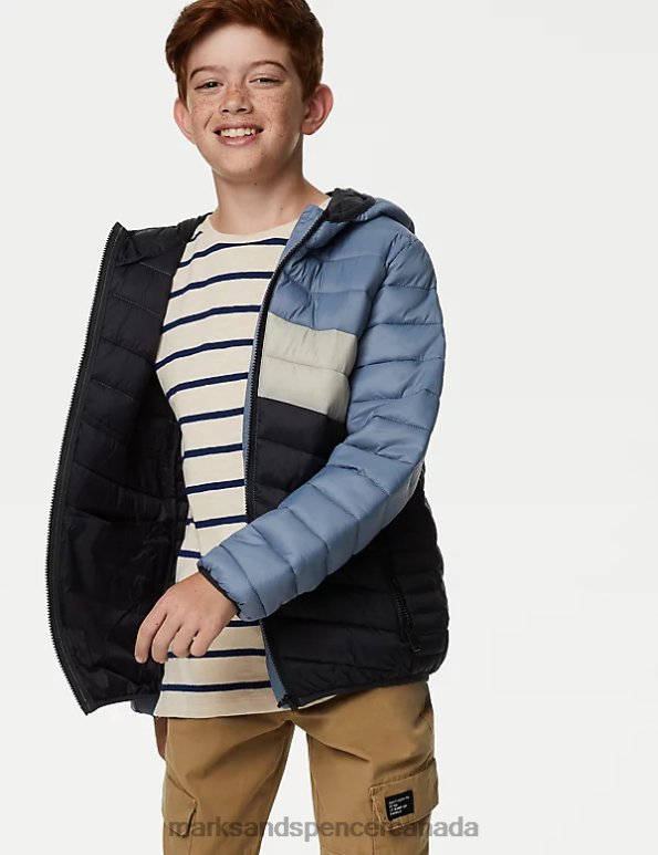 Marks and Spencer Canada - Kids Charcoal Mix Clothing Marks & Spencer Stormwear Lightweight Padded Jacket 20VTD7972