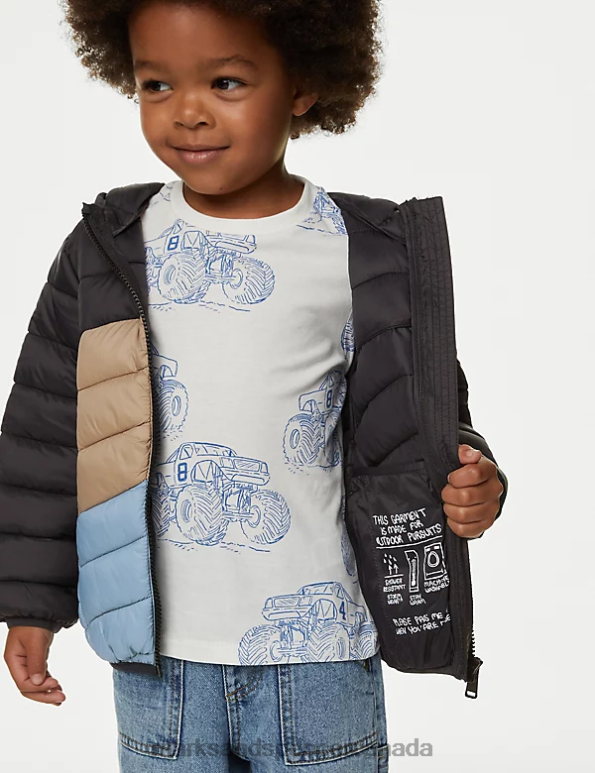 Marks and Spencer sale - Kids Charcoal Mix Clothing Marks & Spencer Stormwear Lightweight Padded Jacket 20VTD8167
