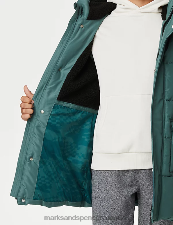 Kids Green Clothing Marks & Spencer Stormwear Longline Padded Raincoat 20VTD8131 - Marks and Spencer Canada locations