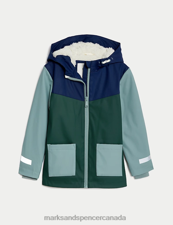 Marks and Spencer Canada - Kids Green Mix Clothing Marks & Spencer Stormwear Colourblock Fisherman Coat 20VTD7891