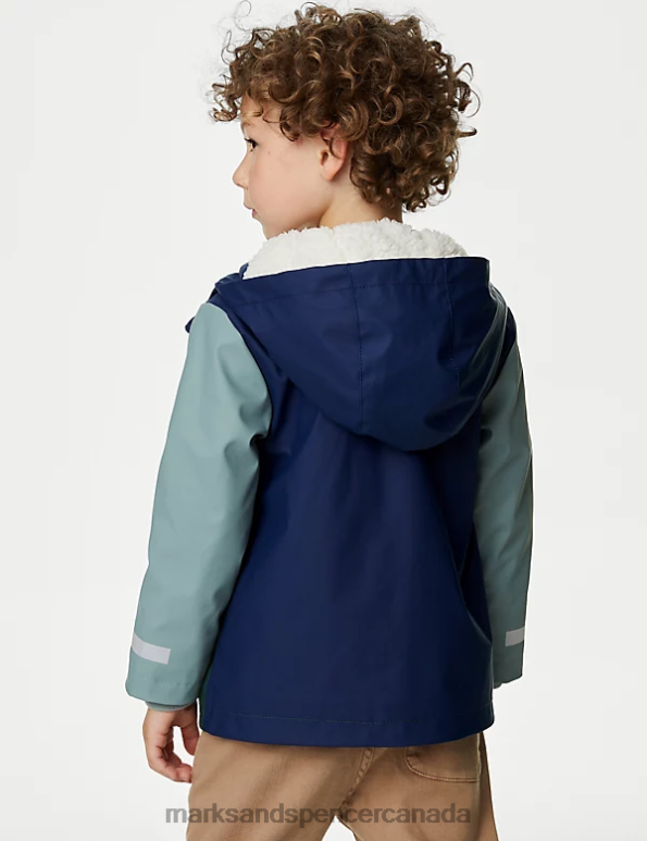 Marks and Spencer Canada - Kids Green Mix Clothing Marks & Spencer Stormwear Colourblock Fisherman Coat 20VTD7891