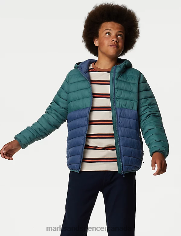 Marks and Spencer near me - Kids Green Mix Clothing Marks & Spencer Stormwear Lightweight Padded Jacket 20VTD8256