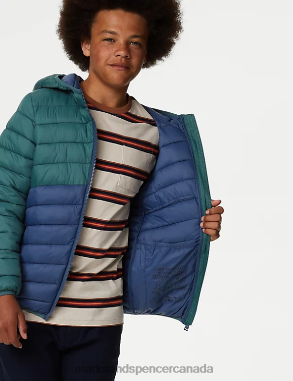 Marks and Spencer near me - Kids Green Mix Clothing Marks & Spencer Stormwear Lightweight Padded Jacket 20VTD8256