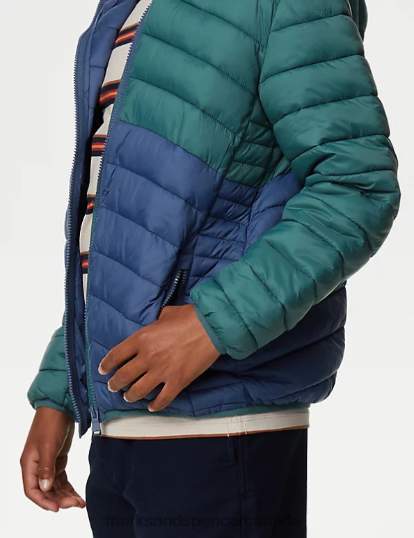 Marks and Spencer near me - Kids Green Mix Clothing Marks & Spencer Stormwear Lightweight Padded Jacket 20VTD8256