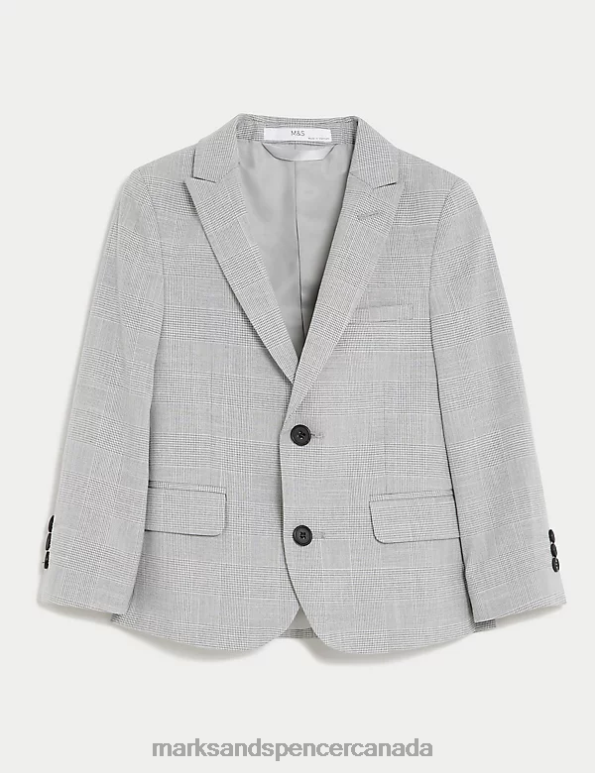 Kids Light Grey Clothing Marks & Spencer Checked Suit Jacket 20VTD7833 - Marks and Spencer outlet
