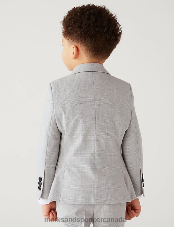 Kids Light Grey Clothing Marks & Spencer Checked Suit Jacket 20VTD7833 - Marks and Spencer outlet