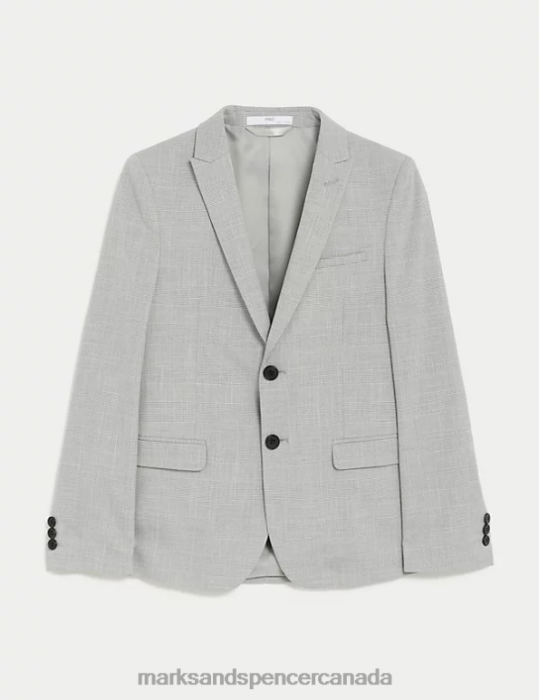 Kids Light Grey Clothing Marks & Spencer Checked Suit Jacket 20VTD7994 - Marks and Spencer online