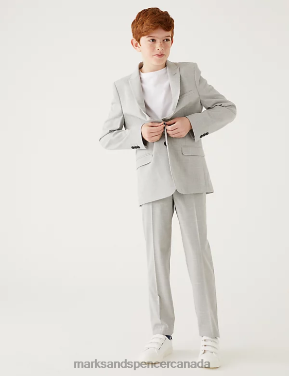 Kids Light Grey Clothing Marks & Spencer Checked Suit Jacket 20VTD7994 - Marks and Spencer online