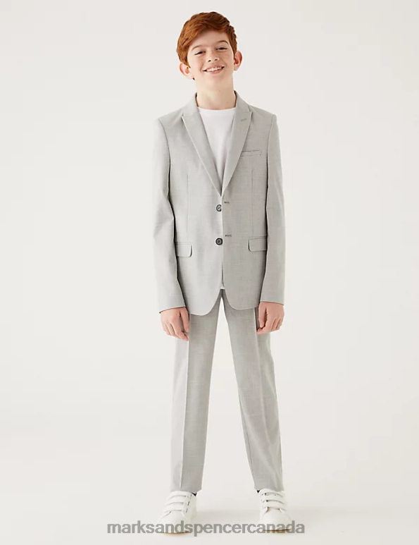 Kids Light Grey Clothing Marks & Spencer Checked Suit Jacket 20VTD7994 - Marks and Spencer online
