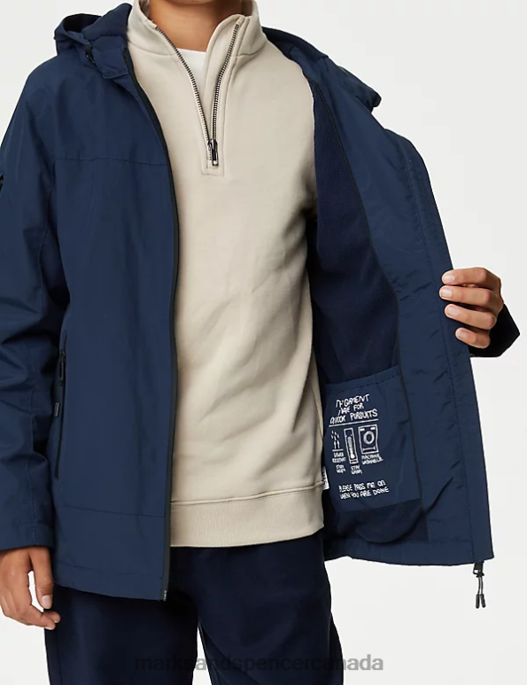 Marks and Spencer near me - Kids Navy Clothing Marks & Spencer Stormwear Hooded Anorak 20VTD8118
