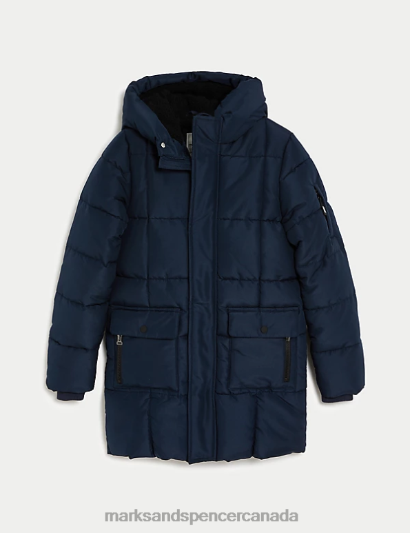 Kids Navy Clothing Marks & Spencer Stormwear Longline Padded Raincoat 20VTD8132 - Marks and Spencer outlet