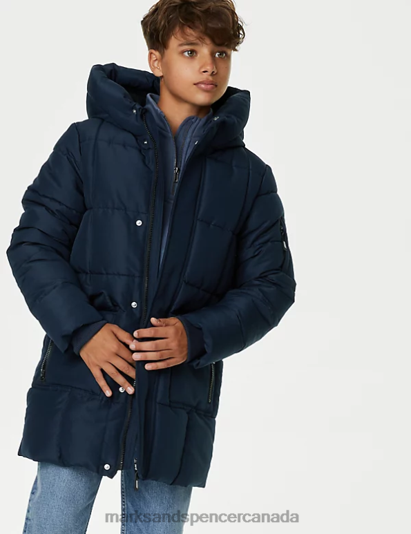 Kids Navy Clothing Marks & Spencer Stormwear Longline Padded Raincoat 20VTD8132 - Marks and Spencer outlet
