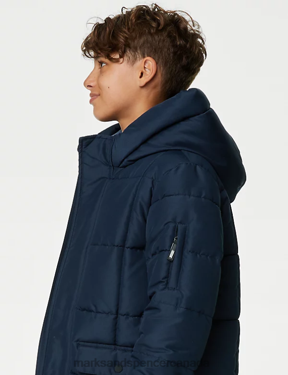 Kids Navy Clothing Marks & Spencer Stormwear Longline Padded Raincoat 20VTD8132 - Marks and Spencer outlet