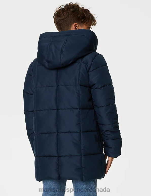 Kids Navy Clothing Marks & Spencer Stormwear Longline Padded Raincoat 20VTD8132 - Marks and Spencer outlet