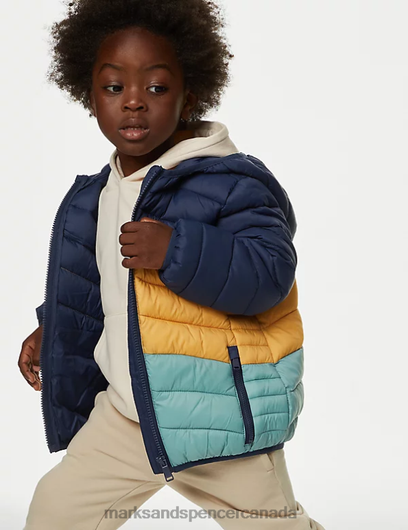 Marks and Spencer near me - Kids Navy Mix Clothing Marks & Spencer Stormwear Lightweight Padded Jacket 20VTD7900