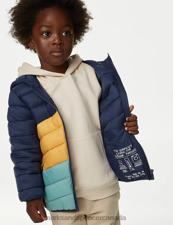 Marks and Spencer near me - Kids Navy Mix Clothing Marks & Spencer Stormwear Lightweight Padded Jacket 20VTD7900