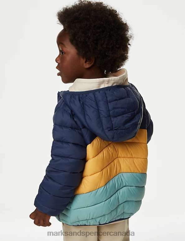 Marks and Spencer near me - Kids Navy Mix Clothing Marks & Spencer Stormwear Lightweight Padded Jacket 20VTD7900