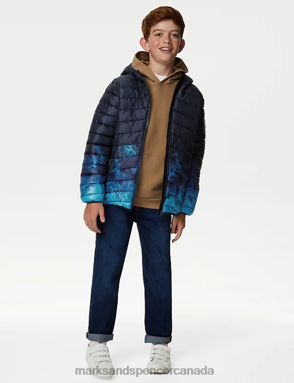 Kids Navy Mix Clothing Marks & Spencer Stormwear Lightweight Padded Jacket 20VTD8258 - Marks and Spencer online