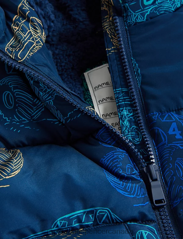 Kids Navy Mix Clothing Marks & Spencer Stormwear Printed Padded Coat 20VTD7824 - Marks and Spencer Canada locations