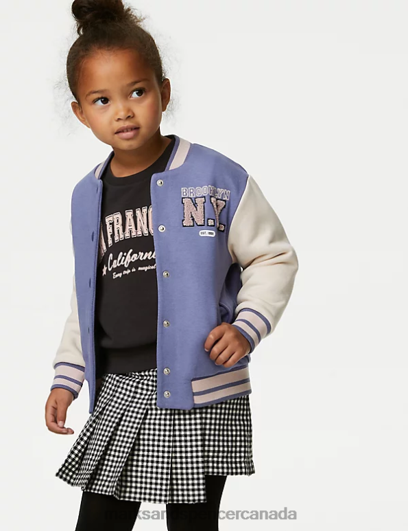 Kids Slate Blue Clothing Marks & Spencer Cotton Rich Embroidered Bomber 20VTD8830 - Marks and Spencer outlet