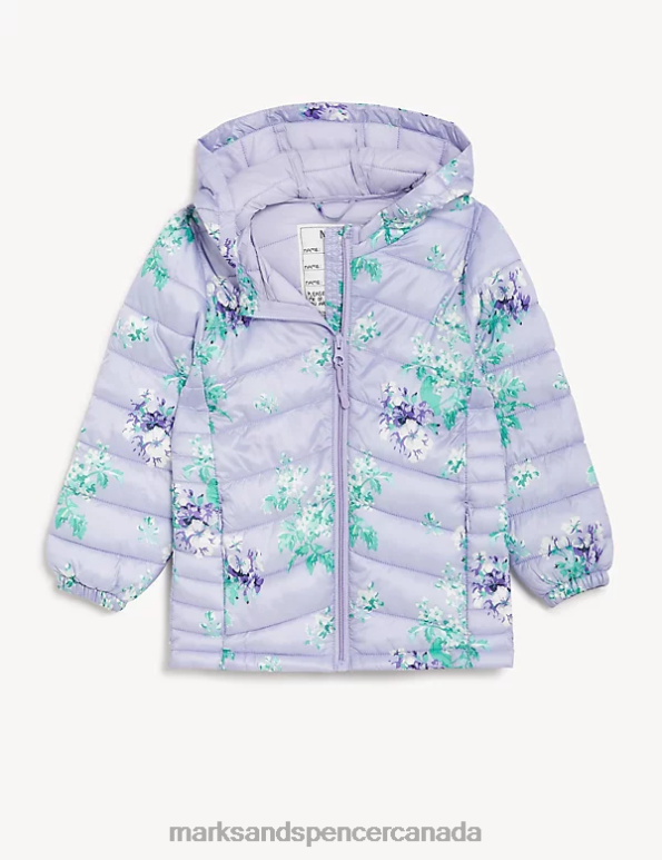Marks and Spencer Canada - Kids Soft Lilac Clothing Marks & Spencer Stormwear Lightweight Padded Floral Coat 20VTD9003