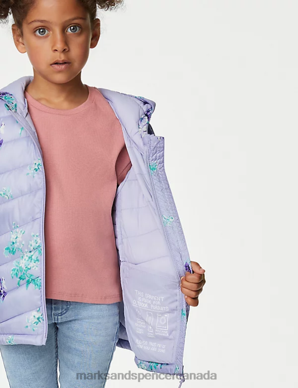 Marks and Spencer Canada - Kids Soft Lilac Clothing Marks & Spencer Stormwear Lightweight Padded Floral Coat 20VTD9003