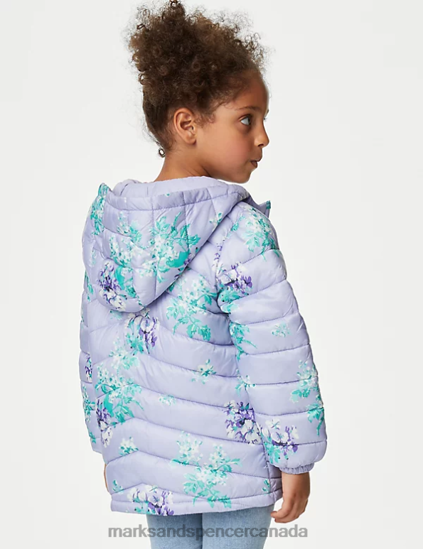 Marks and Spencer Canada - Kids Soft Lilac Clothing Marks & Spencer Stormwear Lightweight Padded Floral Coat 20VTD9003