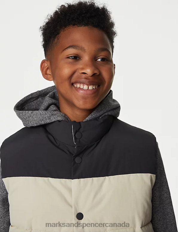 Marks and Spencer near me - Kids Stone Mix Clothing Marks & Spencer Stormwear Borg Lined Padded Gilet 20VTD8464