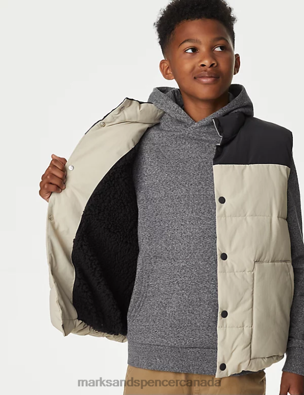 Marks and Spencer near me - Kids Stone Mix Clothing Marks & Spencer Stormwear Borg Lined Padded Gilet 20VTD8464