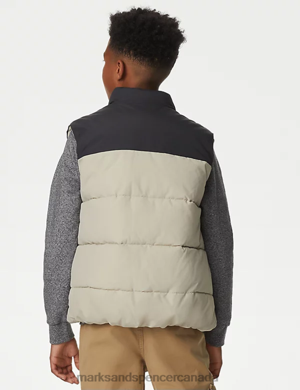 Marks and Spencer near me - Kids Stone Mix Clothing Marks & Spencer Stormwear Borg Lined Padded Gilet 20VTD8464