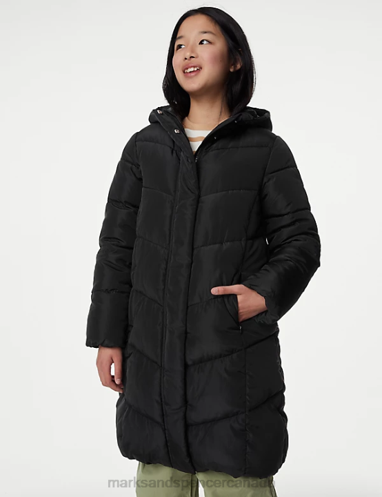 Marks & Spencer Kids Stormwear Longline Padded Hooded Coat Clothing Black 20VTD9080 - Marks and Spencer online