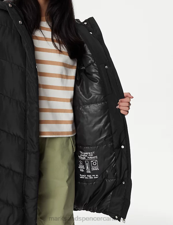 Marks & Spencer Kids Stormwear Longline Padded Hooded Coat Clothing Black 20VTD9080 - Marks and Spencer online