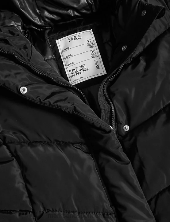 Marks & Spencer Kids Stormwear Longline Padded Hooded Coat Clothing Black 20VTD9080 - Marks and Spencer online